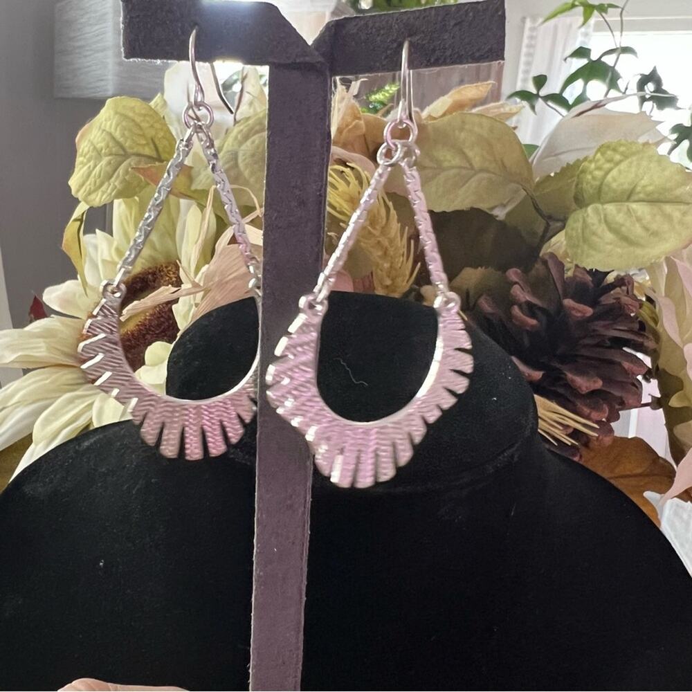 Silver Tone Dangle Earrings - Picture 2 of 8
